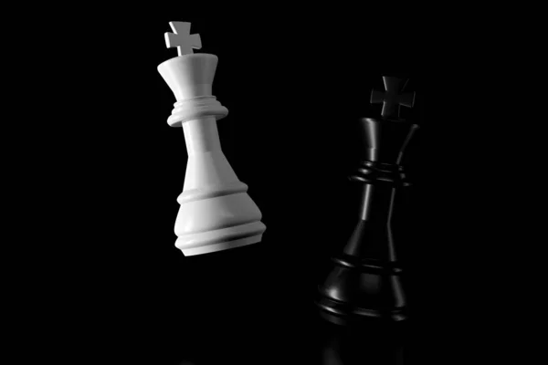Světlo Stín Šachového Krále Tmě Prostorové Vykreslování — Stock fotografie