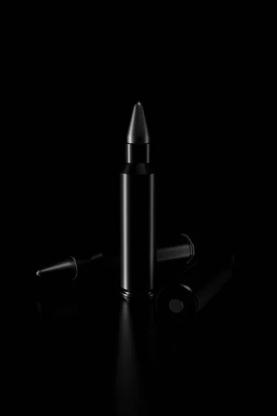 Light and shadow of bullet in the darkness. 3D rendering.
