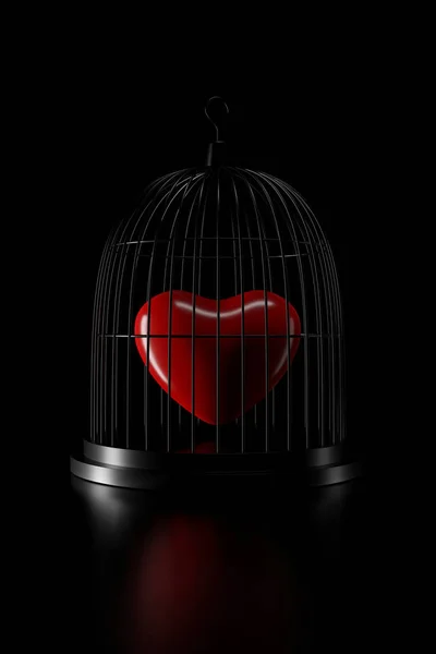 Heart Bird Cage Rendering — Stock Photo, Image