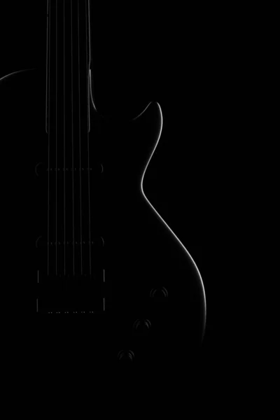 Lumière Ombre Guitare Dans Obscurité Rendu — Photo