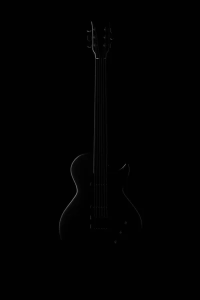 Karanlıkta Gitarın Işığı Gölgesi Render — Stok fotoğraf