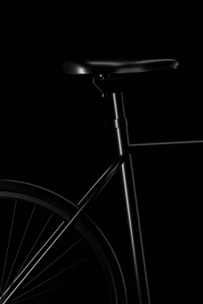 Light and shadow of bicycle part in the darkness. 3D rendering.