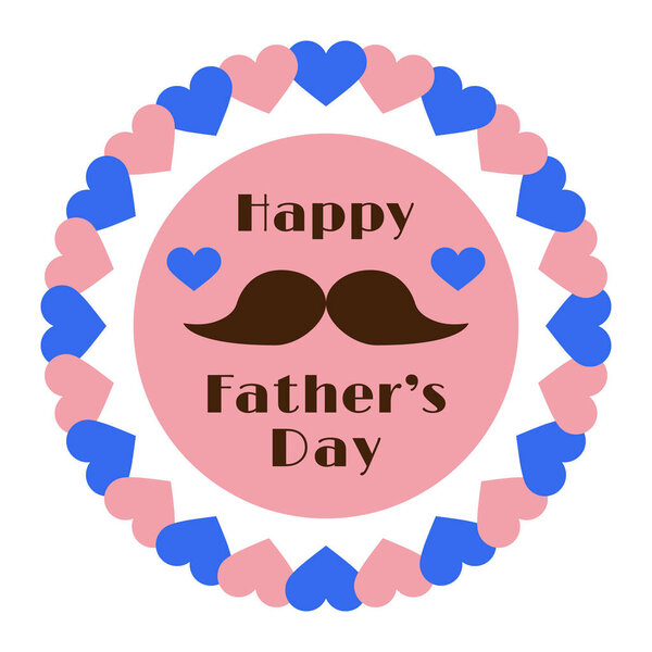 Happy Father Day. Vector illustration of festive design. Colorful frame with decor and place for text. Isolate elements on a white background. Great for banners, poster, flyers, cards, packing, print.