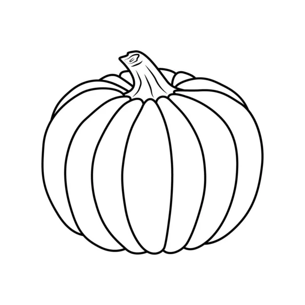 Pumpkin icon. Simple design. Isolated black outline on white background. Vector illustration. Great for use as an additional design, banners, cards, prints, textiles, logo, labels, and creatives ideas — Stock Vector