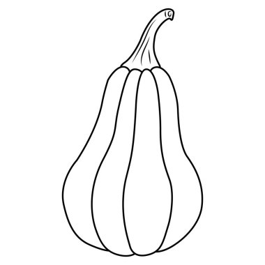 Balkabağı ikonu. Beyaz arka planda izole edilmiş siyah çizgiler. Vektör çizimi. Basit bir tasarım. Ek bir tasarım, pankartlar, kartlar, baskılar, tekstil, logo, etiketler ve yaratıcı fikirler için ideal