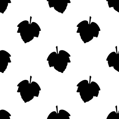 Beyaz arka planda siyah yapraklar. Kusursuz desen. Vektör çizimi. Ek bir tasarım için harika. Tematik afişler, kartlar, baskılar, tekstil, kumaş, daha fazla yaratıcı fikir.