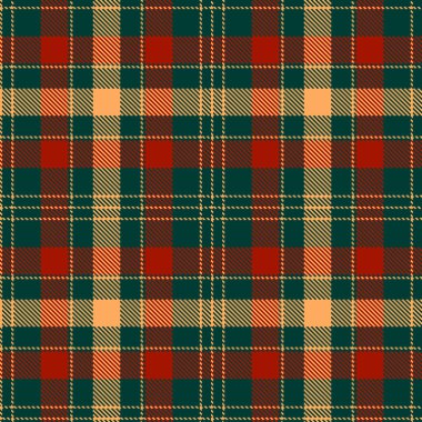 Kareli ekose vektör çizimi. Tartan kumaş deseni. İskoç tarzının kusursuz arka planı. Tatil tasarımları için harika. Duvar kağıtları, tekstil, dekorasyon, kağıt için. Kırmızı, Yeşil ve Sarı