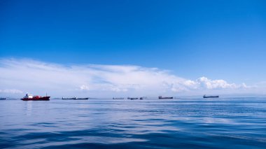 Kargo gemileri İstanbul Boğazı 'nı geçmek için Marmara Denizi' nde bekliyor.
