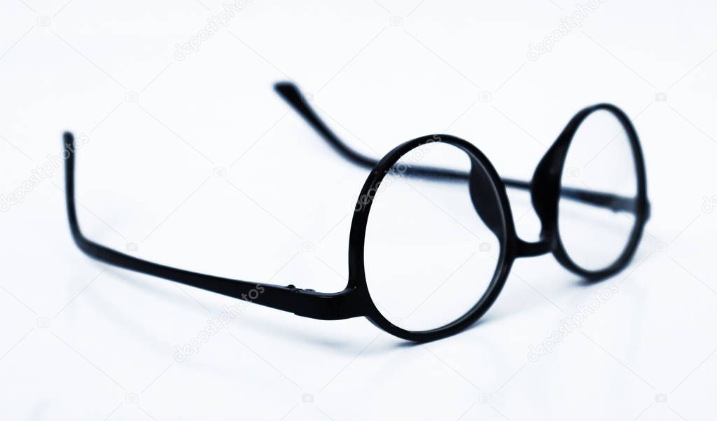 Stylish Black frame glasses isolated on white background. Eye Glasses