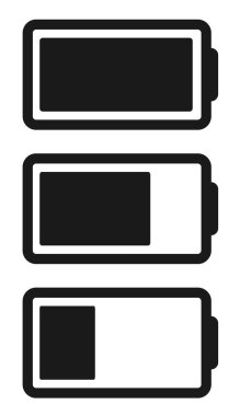 Batarya Simgesi Vektör İllüstrasyon Tasarımı, Düz Batarya Simgesi - Vektör