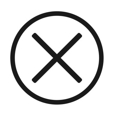 Çapraz Simge Vektör İllüstrasyon Tasarımı, Düz İptal Simgesi - Vektör