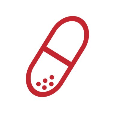 Kırmızı Düz Kapsül Simge Çizim Vektörü