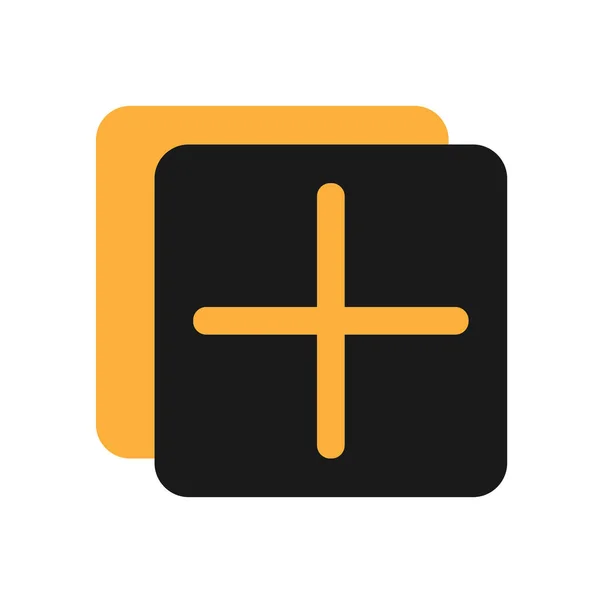 Black Yellow Add Icon Flat Vector Illustration Icon — 스톡 벡터