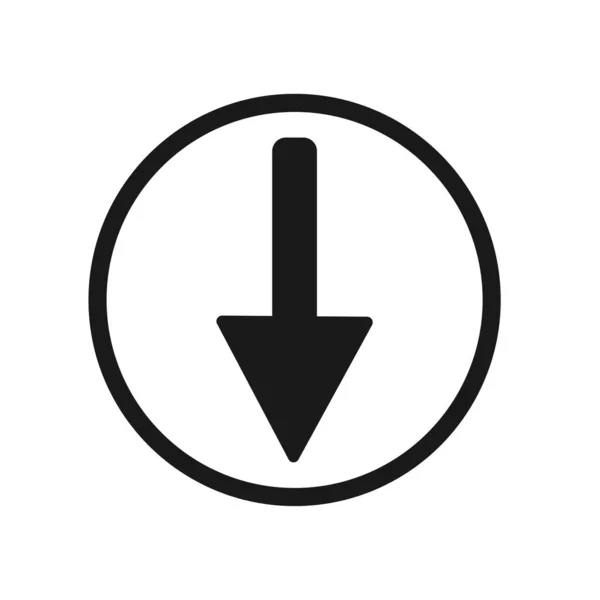 Ikona Dole Symbol Ploché Ikony Dolů Stáhnout Ikonu Vektor — Stockový vektor