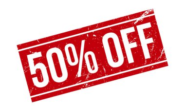 Lastik Damga% 50 indirimli. Kırmızı% 50 Kapalı Kauçuk Grunge Mühür Vektör Çizimi - Vektör