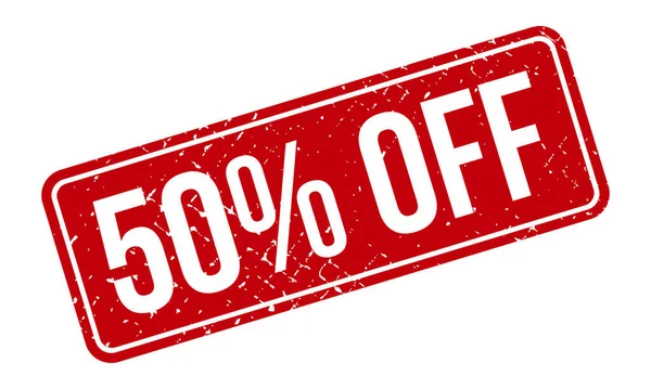 Lastik Damga% 50 indirimli. Kırmızı% 50 Kapalı Kauçuk Grunge Mühür Vektör Çizimi - Vektör