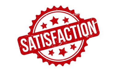 Memnuniyet Kauçuk Damgası. Kırmızı Memnuniyet Kauçuk Grunge Mühür Vektör İllüstrasyonu - Vektör