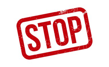 Lastik Damgayı Durdur. Kırmızı Durak Kauçuk Grunge Mühür Vektör İllüstrasyonu - Vektör