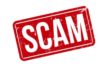 Dolandırıcı Lastik Damgası. Kırmızı Dolandırıcı Rubber Grunge Mühür Vektör İllüstrasyonu - Vektör