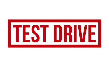 Test Sürüşü Lastik Damga. Kırmızı Test Sürüşü Lastik Grunge Mühür Vektör İlülasyonu - Vektör