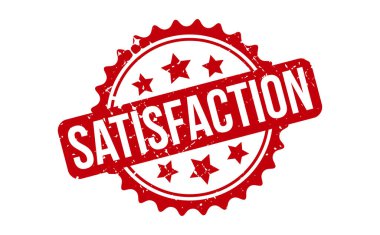 Memnuniyet Kauçuk Damgası. Kırmızı Memnuniyet Kauçuk Grunge Mühür Vektör İllüstrasyonu - Vektör