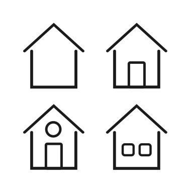 Ev Simgesi Vektör Resmini Ayarla. Düz Ev Simgesi Vektörü