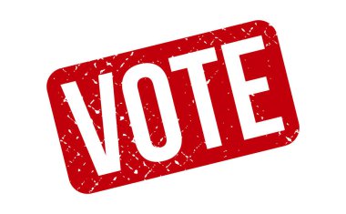 Rubber Stamp 'a oy verin. Kırmızı Oy Kauçuk Grunge Mühür Vektör İllüstrasyonu - Vektör