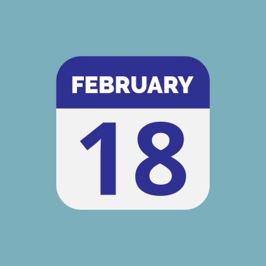 Daire 18 Şubat Takvim Simgesi Vektörü