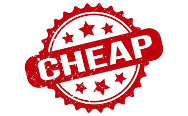 Ucuz Lastik Damga. Kırmızı Ucuz Kauçuk Grunge Mühür Vektör İllüstrasyonu - Vektör