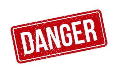 Tehlike Lastik Damgası. Kırmızı Tehlike Kauçuk Grunge Mühür Vektör İllüstrasyonu - Vektör