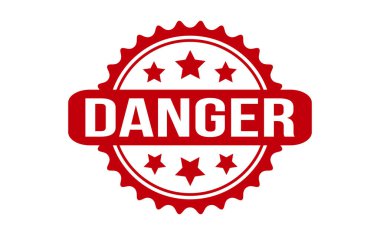 Tehlike Lastik Damgası. Kırmızı Tehlike Kauçuk Grunge Mühür Vektör İllüstrasyonu - Vektör