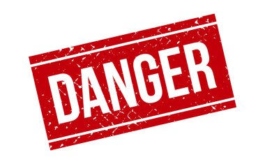 Tehlike Lastik Damgası. Kırmızı Tehlike Kauçuk Grunge Mühür Vektör İllüstrasyonu - Vektör