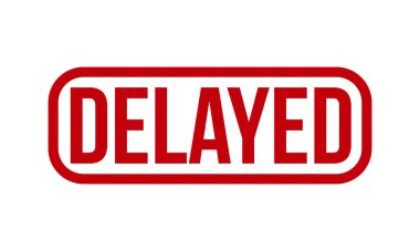 Gecikmiş Lastik Damga. Kırmızı Gecikmeli Kauçuk Grunge Mühür Vektör Resimleri