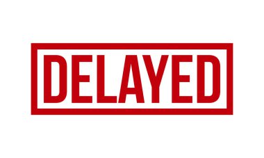 Gecikmiş Lastik Damga. Kırmızı Gecikmeli Kauçuk Grunge Mühür Vektör Resimleri