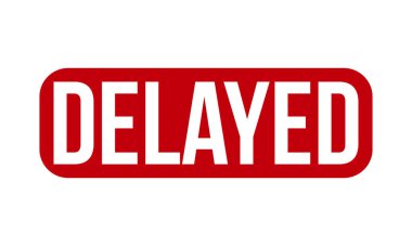 Gecikmiş Lastik Damga. Kırmızı Gecikmeli Kauçuk Grunge Mühür Vektör Resimleri