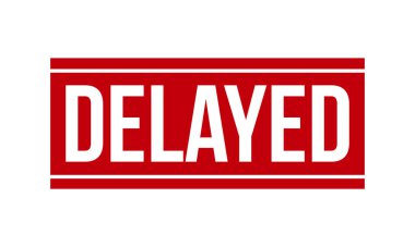 Gecikmiş Lastik Damga. Kırmızı Gecikmeli Kauçuk Grunge Mühür Vektör Resimleri