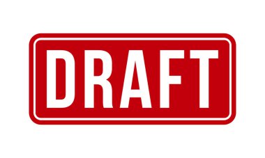 Taslak Lastik Damgası. Kırmızı Taslak Kauçuk Grunge Mühür Vektör İllüstrasyonu