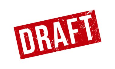 Taslak Lastik Damgası. Kırmızı Taslak Kauçuk Grunge Mühür Vektör İllüstrasyonu