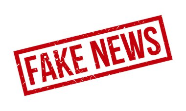 Sahte Haber Lastik Damgası. Kırmızı Sahte Haber Lastik Grunge Damga Mühür Vektör İllüstrasyonu - Vektör