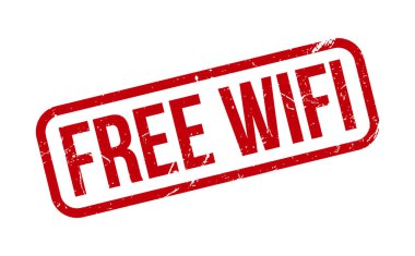 Bedava Wifi Rubber Pulu. Kırmızı Beleş Wifi Rubber Grunge Mühür Vektör Çizimi - Vektör