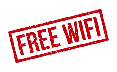 Bedava Wifi Rubber Pulu. Kırmızı Beleş Wifi Rubber Grunge Mühür Vektör Çizimi - Vektör