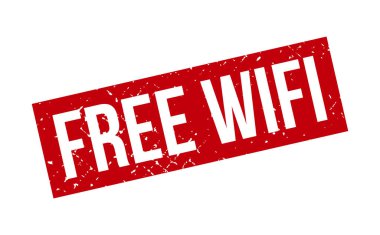 Bedava Wifi Rubber Pulu. Kırmızı Beleş Wifi Rubber Grunge Mühür Vektör Çizimi - Vektör