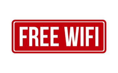Bedava Wifi Rubber Pulu. Kırmızı Beleş Wifi Rubber Grunge Mühür Vektör Çizimi - Vektör