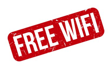 Bedava Wifi Rubber Pulu. Kırmızı Beleş Wifi Rubber Grunge Mühür Vektör Çizimi - Vektör