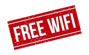 Bedava Wifi Rubber Pulu. Kırmızı Beleş Wifi Rubber Grunge Mühür Vektör Çizimi - Vektör