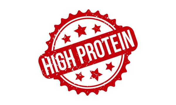 Yüksek Protein Lastik Damgası. Kırmızı Yüksek Protein Kauçuk Grunge Mühür Vektör Çizimi - Vektör