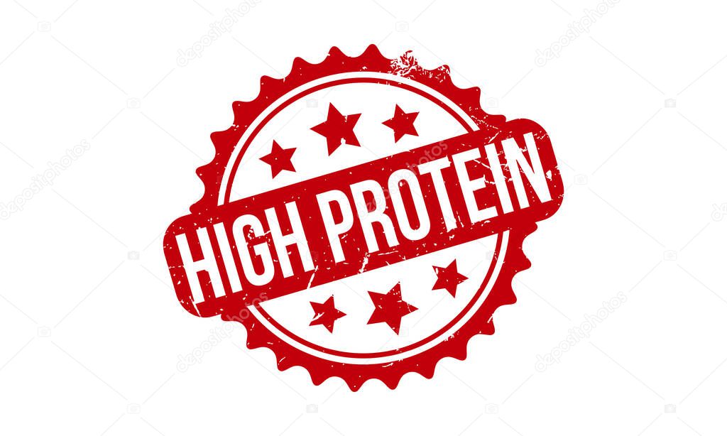 High Protein Rubber Stamp. Red High Protein Rubber Grunge Stamp Seal Vector Illustration - Vector