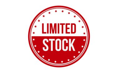 Sınırlı Kauçuk Damgası. Kırmızı Limited Stock Rubber Grunge Mühür Vektör Çizimi - Vektör