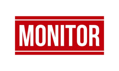 Rubber Stamp 'i izle. Kırmızı Monitör Rubber Grunge Mühür Vektör İllüstrasyonu