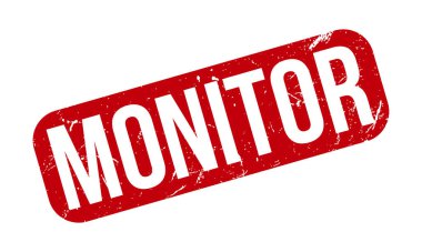 Rubber Stamp 'i izle. Kırmızı Monitör Rubber Grunge Mühür Vektör İllüstrasyonu